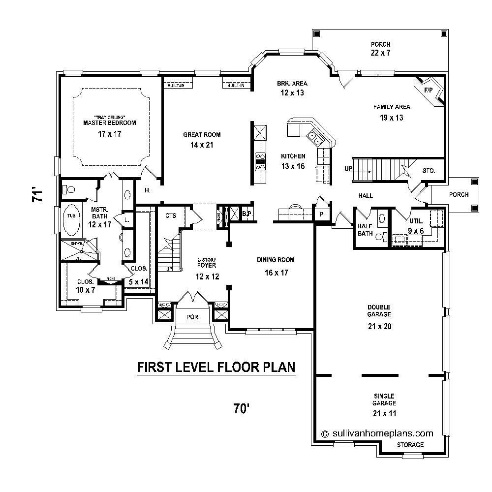 Floor Plan First Story of Country Plan #170-1404