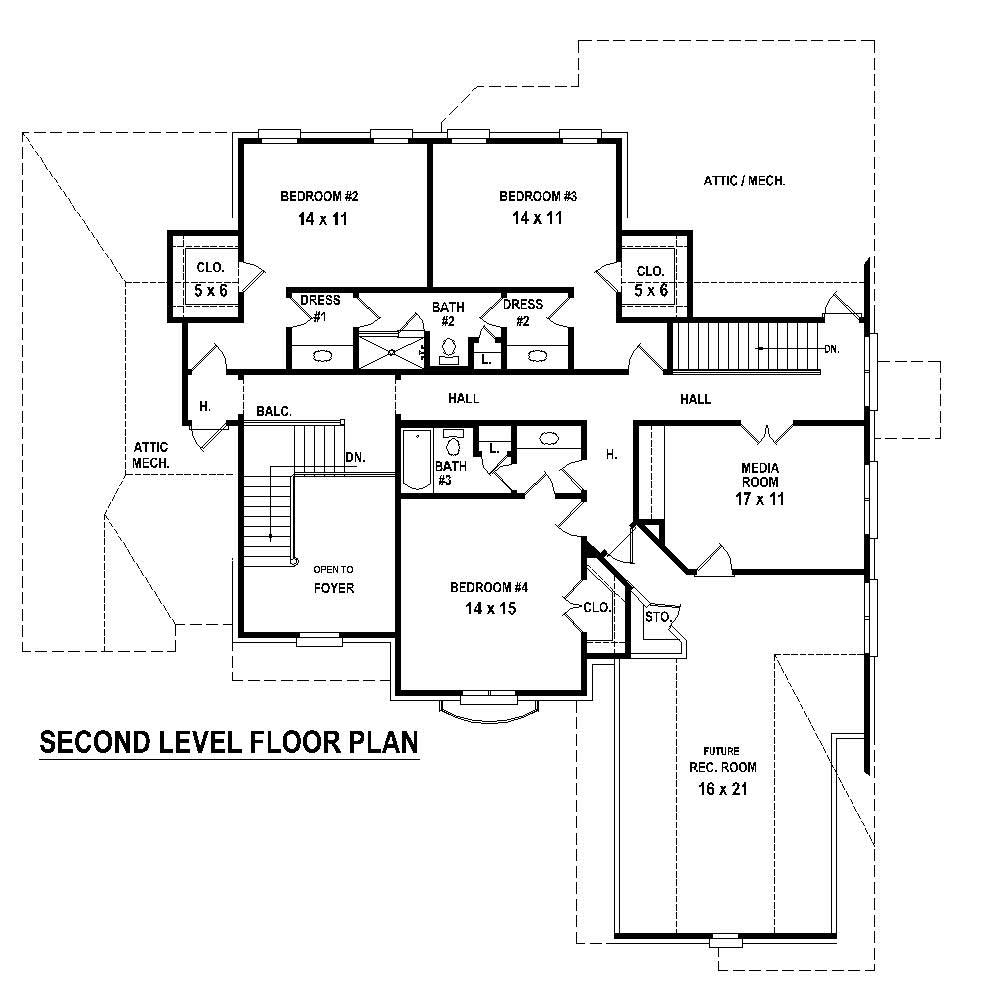 Floor Plan Second Story of Country Plan #170-1404