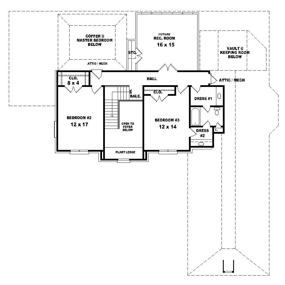 Floor Plan Second Story of Traditional Plan #170-1405