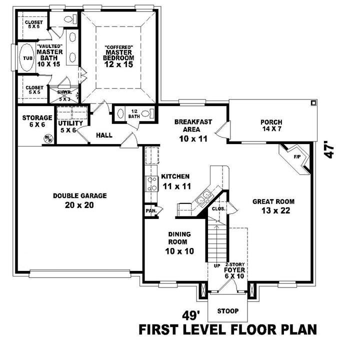 Floor Plan First Story of European Plan #170-1407
