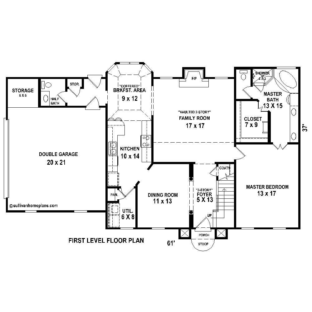 Floor Plan First Story of Traditional Plan #170-1411