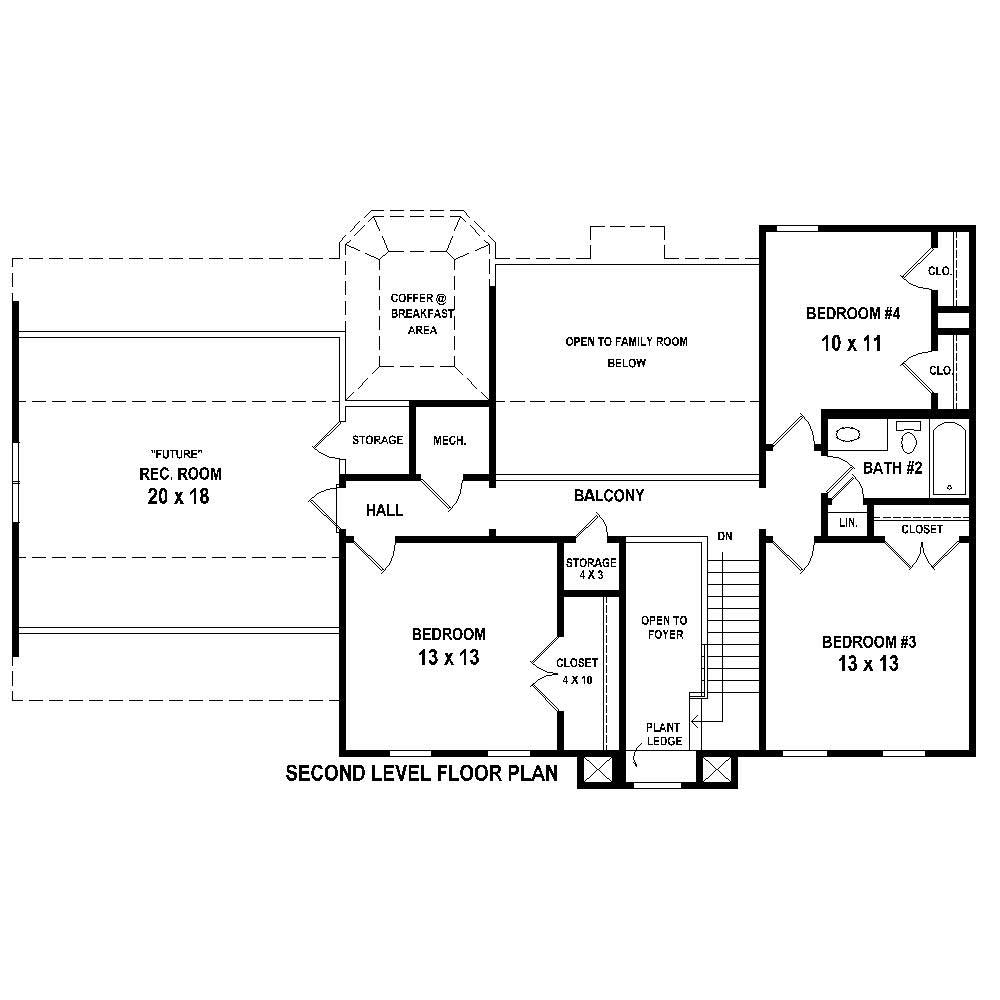 Floor Plan Second Story of Traditional Plan #170-1411