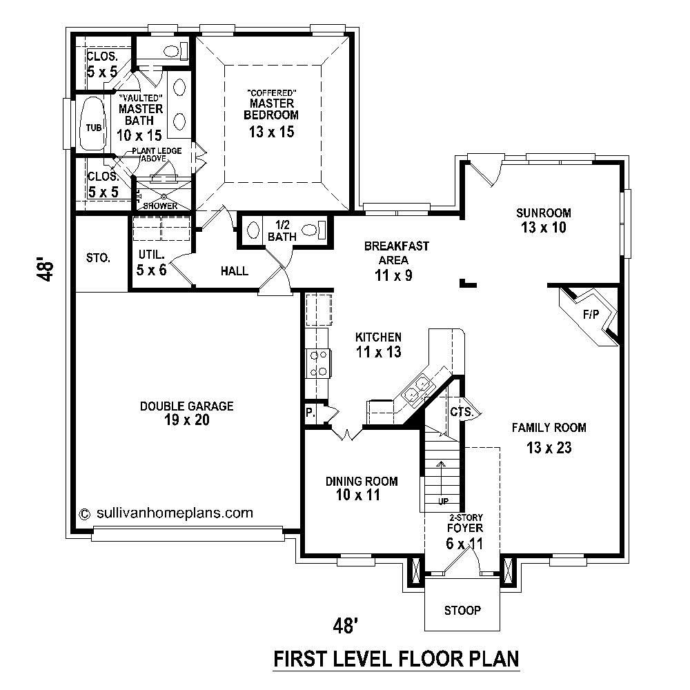 Floor Plan First Story of Traditional Plan #170-1413