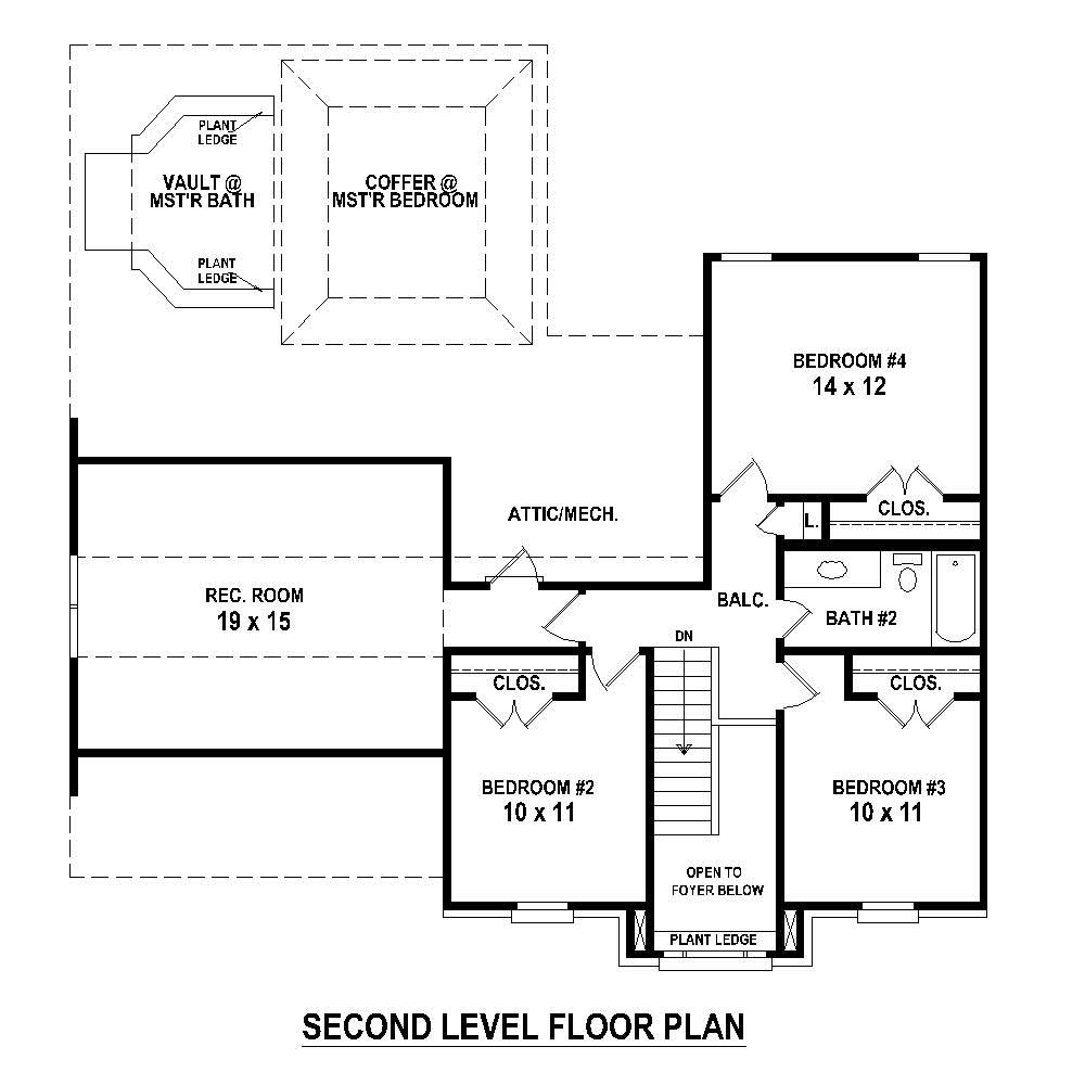 Floor Plan Second Story of Traditional Plan #170-1413