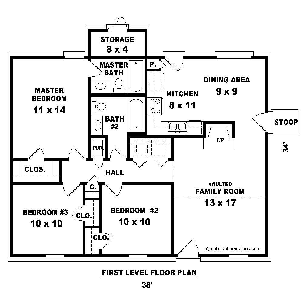 Floor Plan First Story of Small House Plans #170-1415