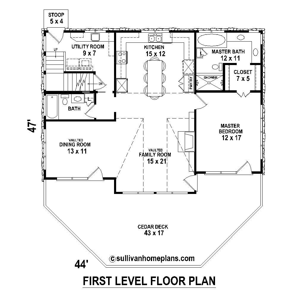 Floor Plan First Story of Country Plan #170-1416