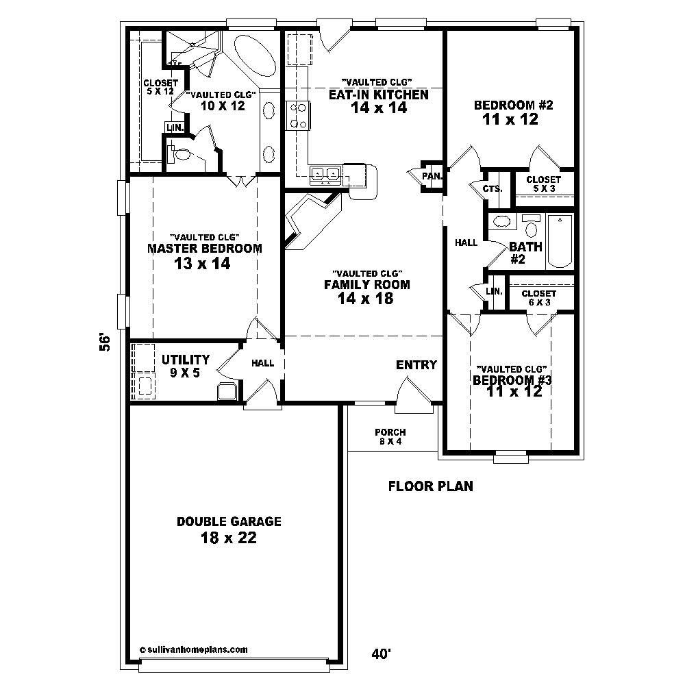 Floor Plan First Story of French Plan #170-1418