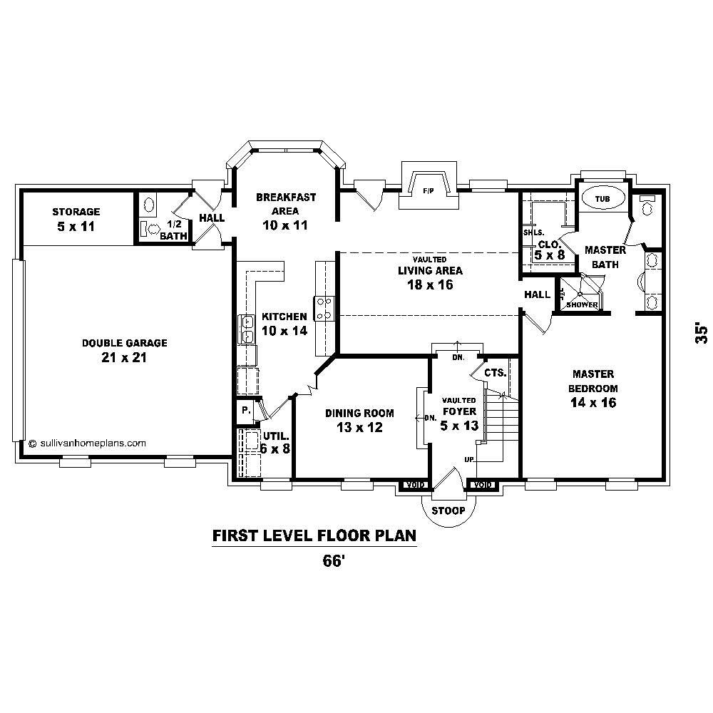 Floor Plan First Story of French Plan #170-1420