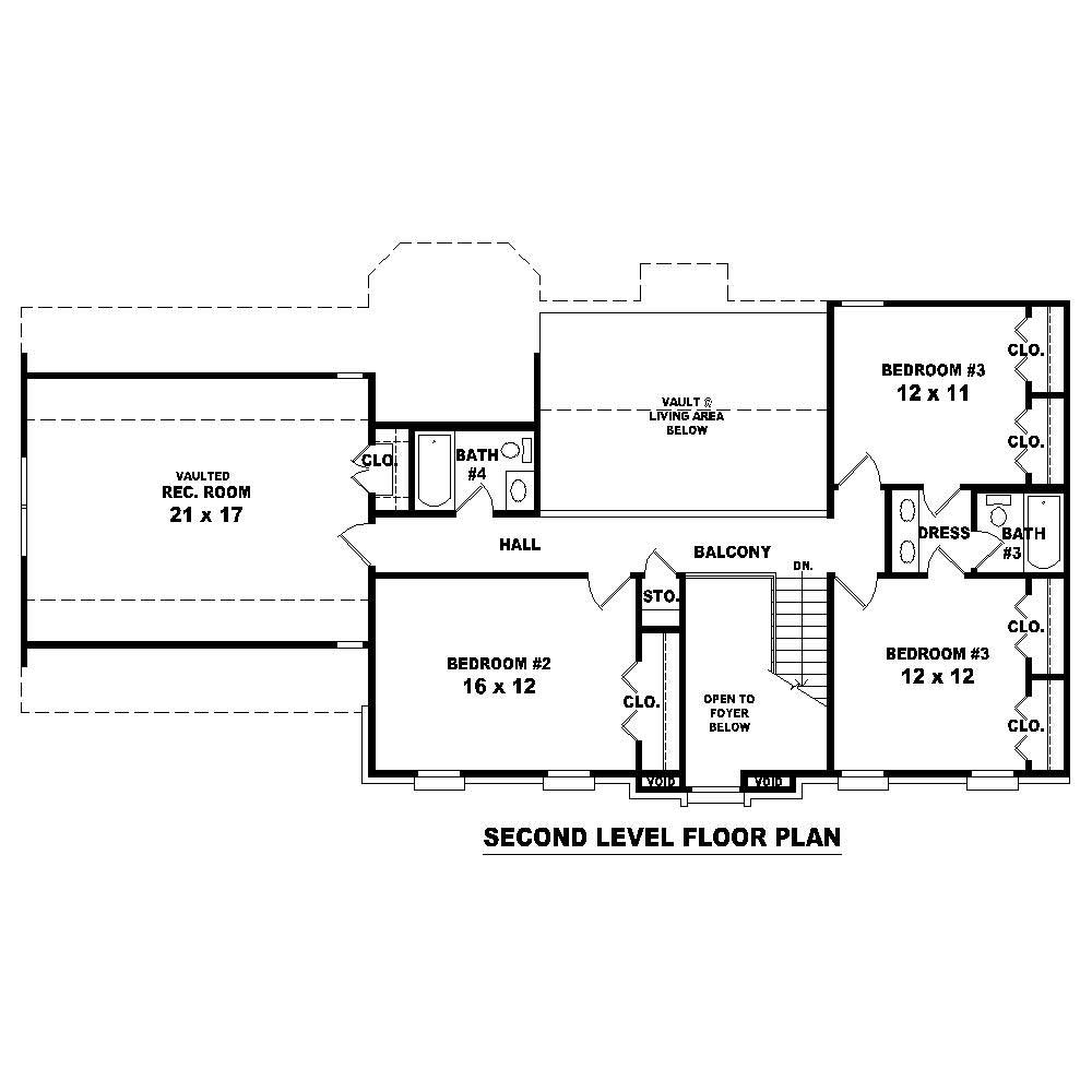 Floor Plan Second Story of French Plan #170-1420