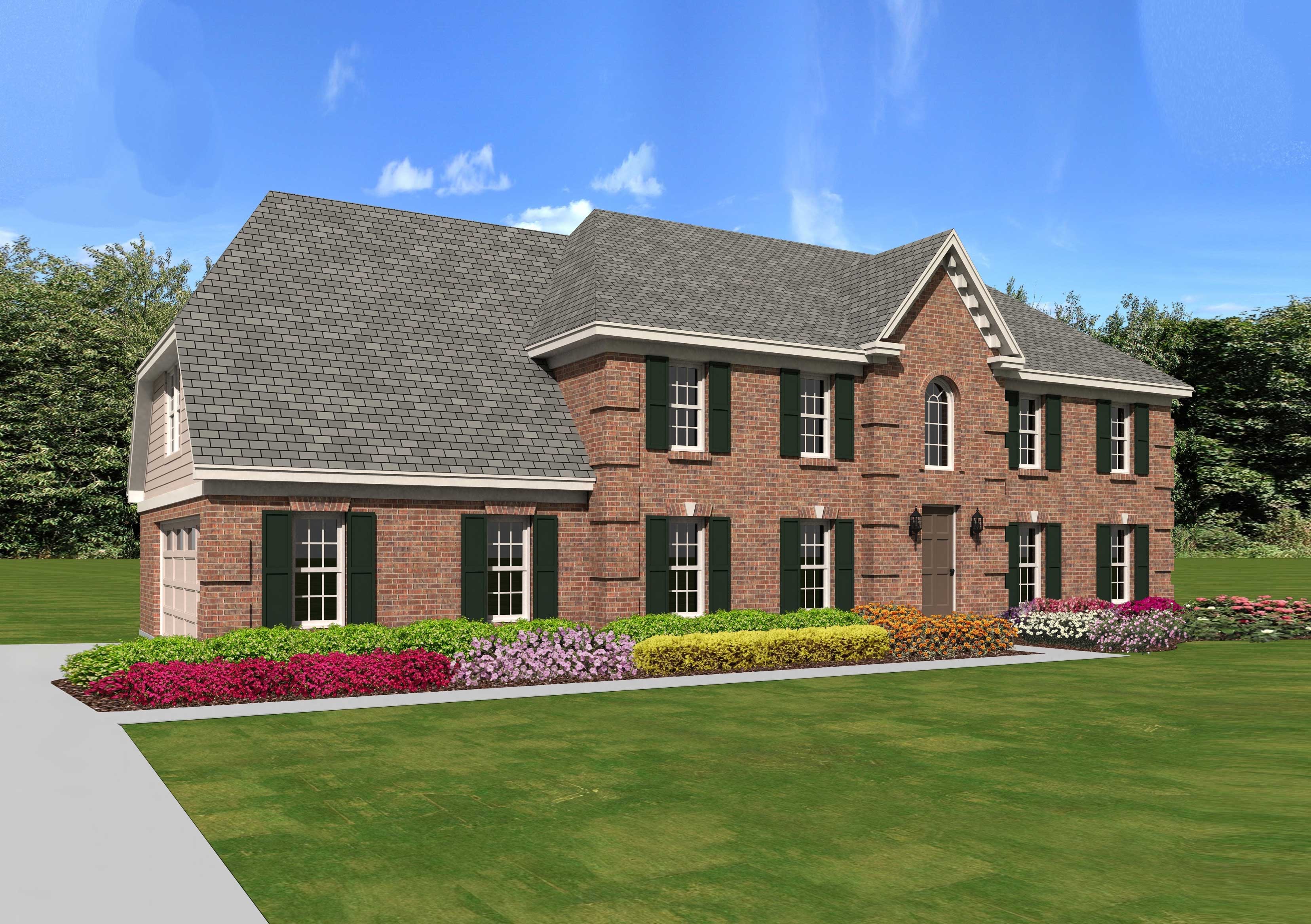 Front view of French home (ThePlanCollection: House Plan #170-1420)