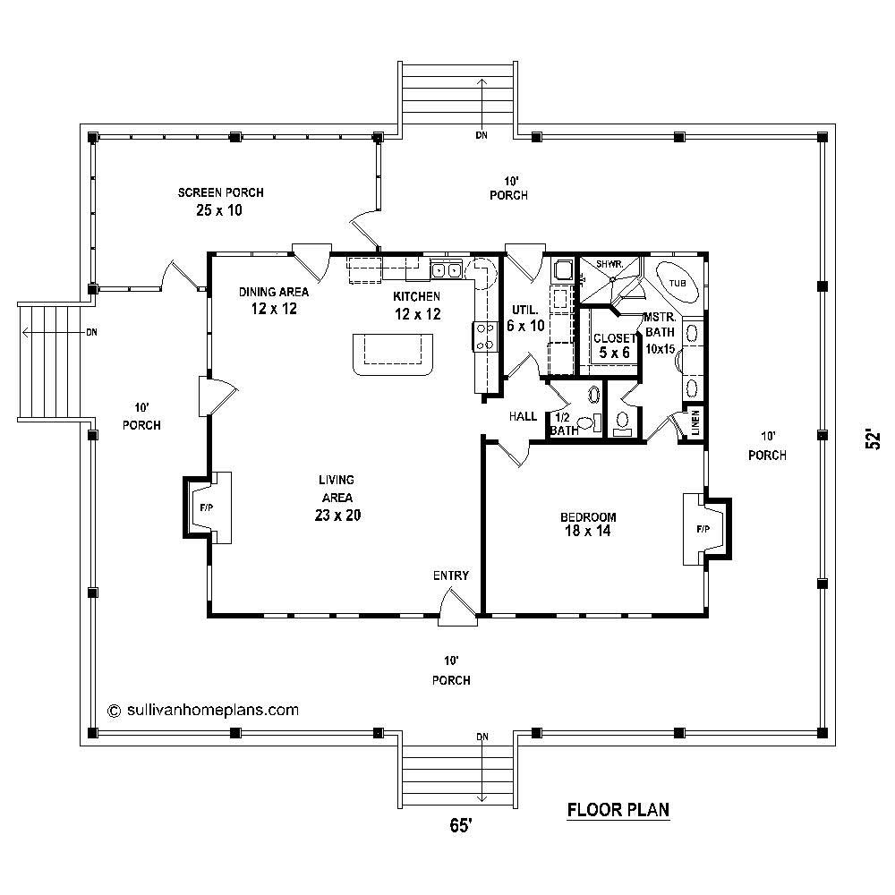 Floor Plan First Story of Country Plan #170-1422