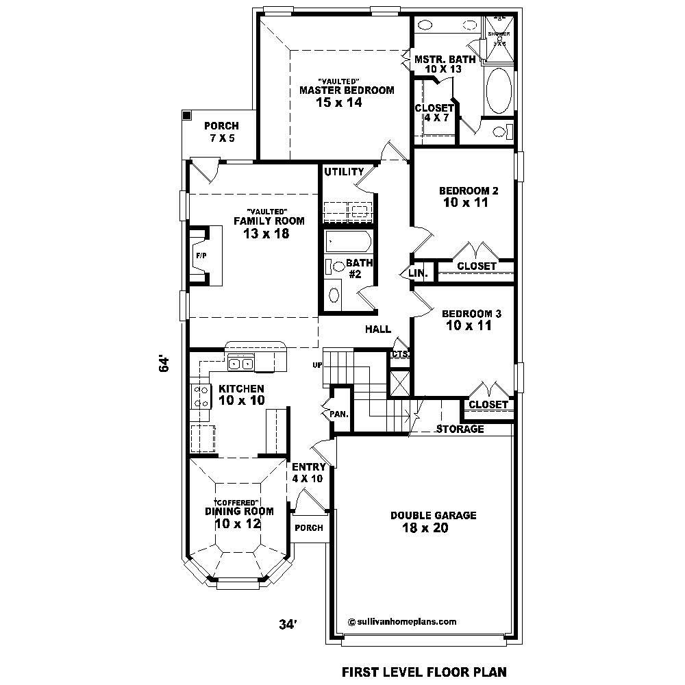 Floor Plan First Story of Small House Plans #170-1423