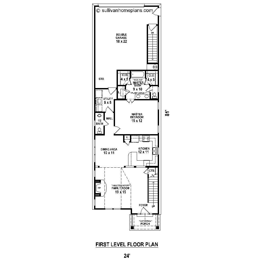 Floor Plan First Story of Vacation Homes Plan #170-1424