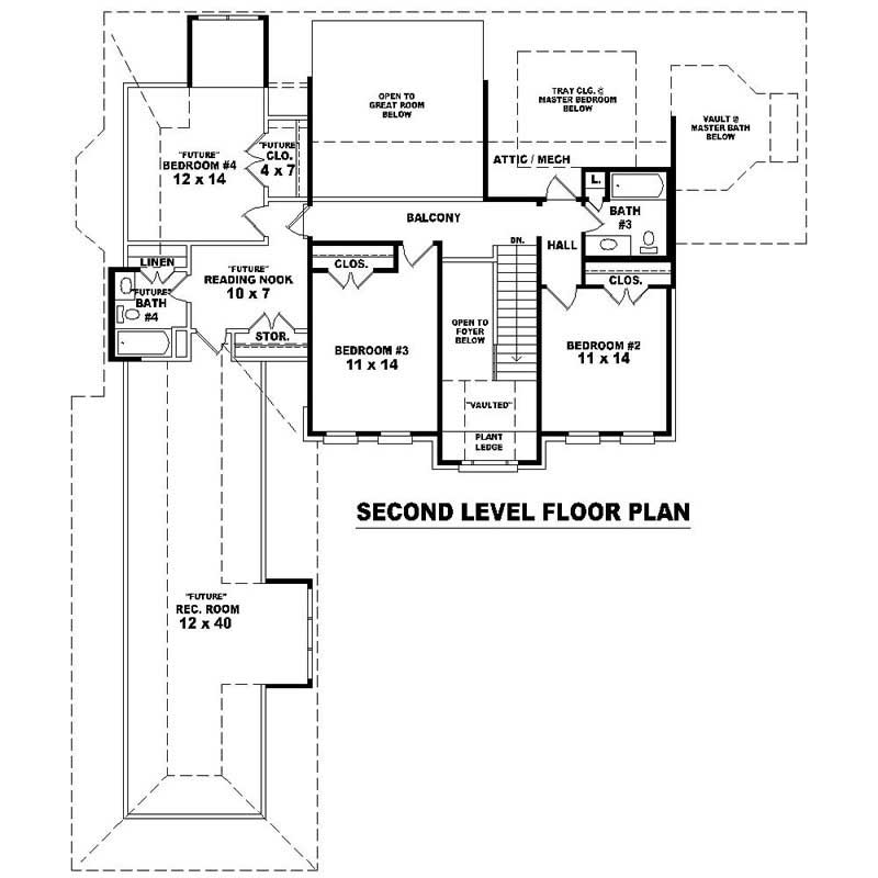 Floor Plan Second Story of Southern Plan #170-1426