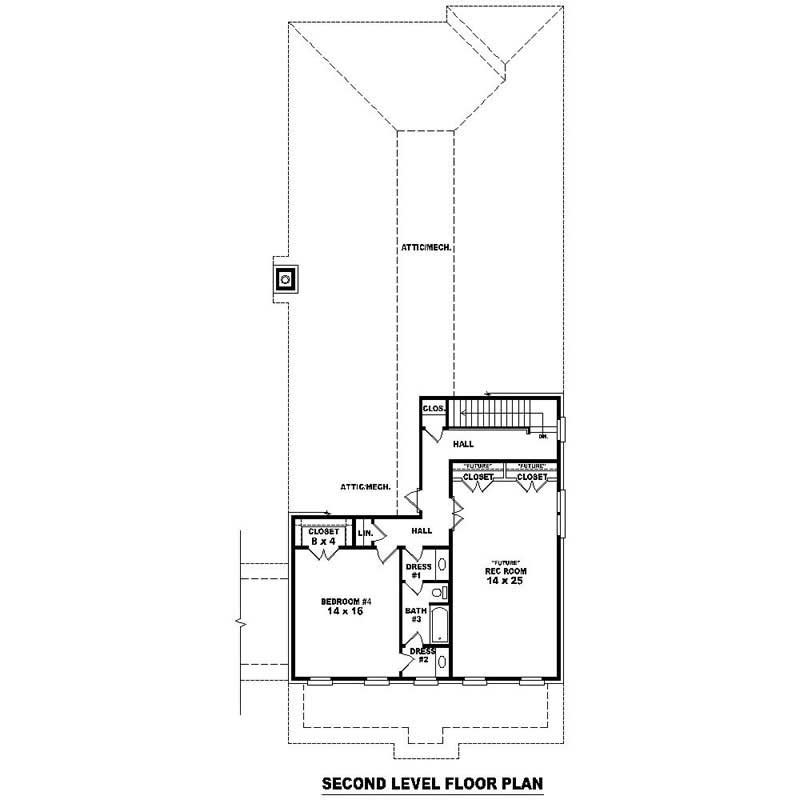 Floor Plan Second Story of Southern Plan #170-1431