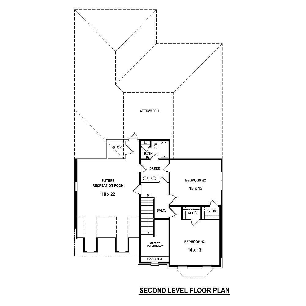 Floor Plan Second Story of French Plan #170-1437
