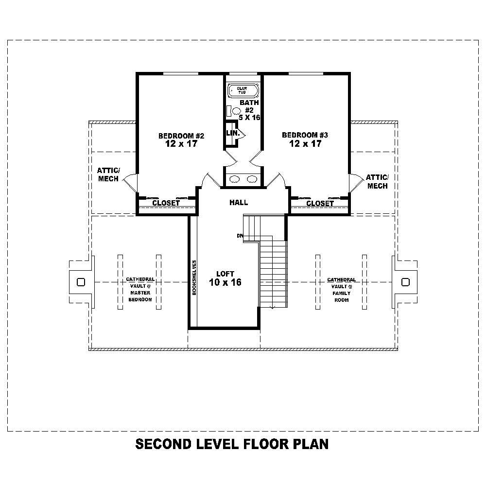 Floor Plan Second Story of Cape Cod Plan #170-1440