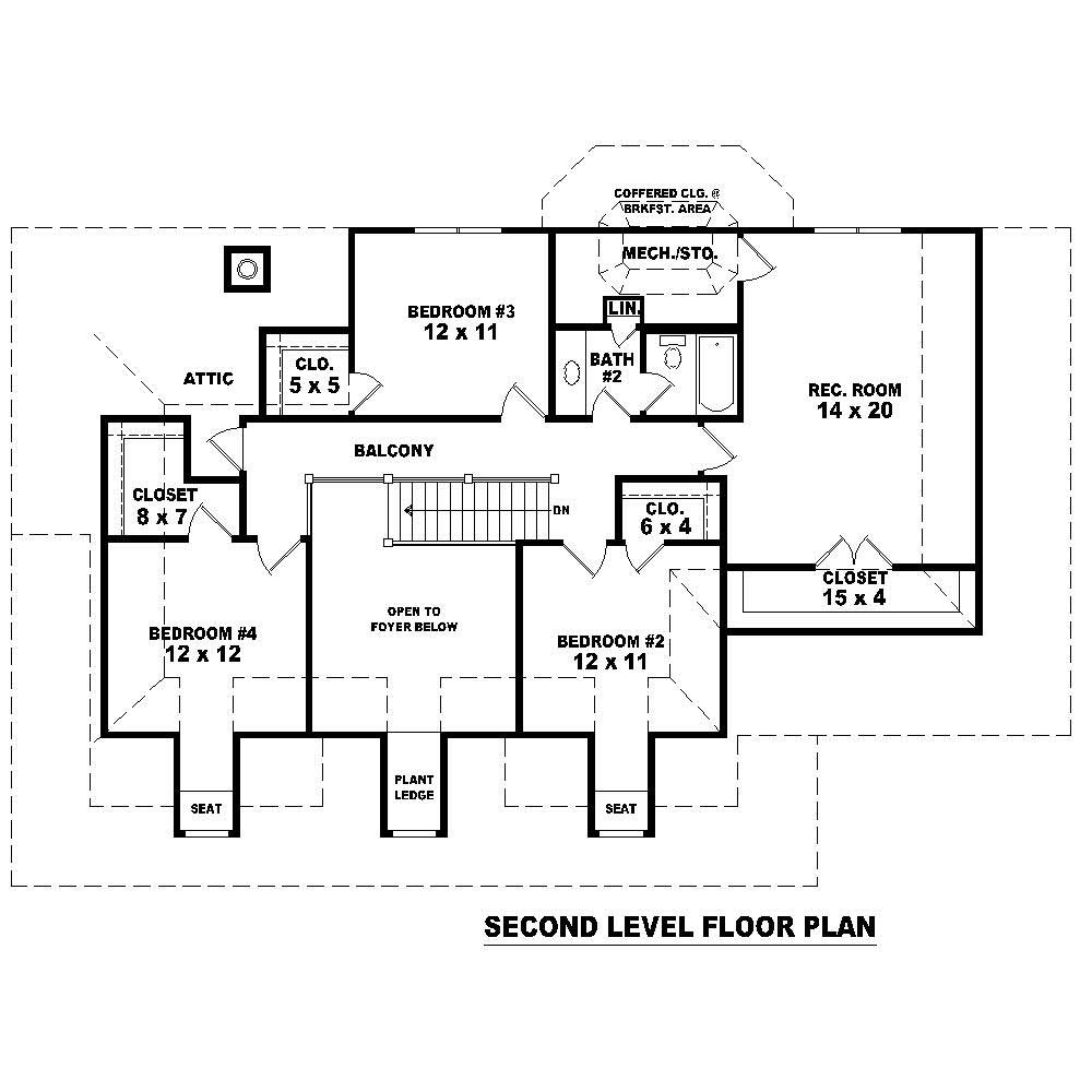 Floor Plan Second Story of Cape Cod Plan #170-1441