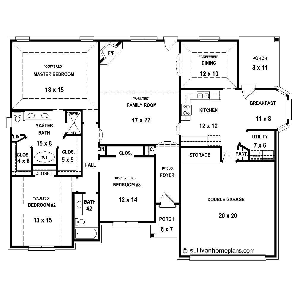 Floor Plan First Story of French Plan #170-1444
