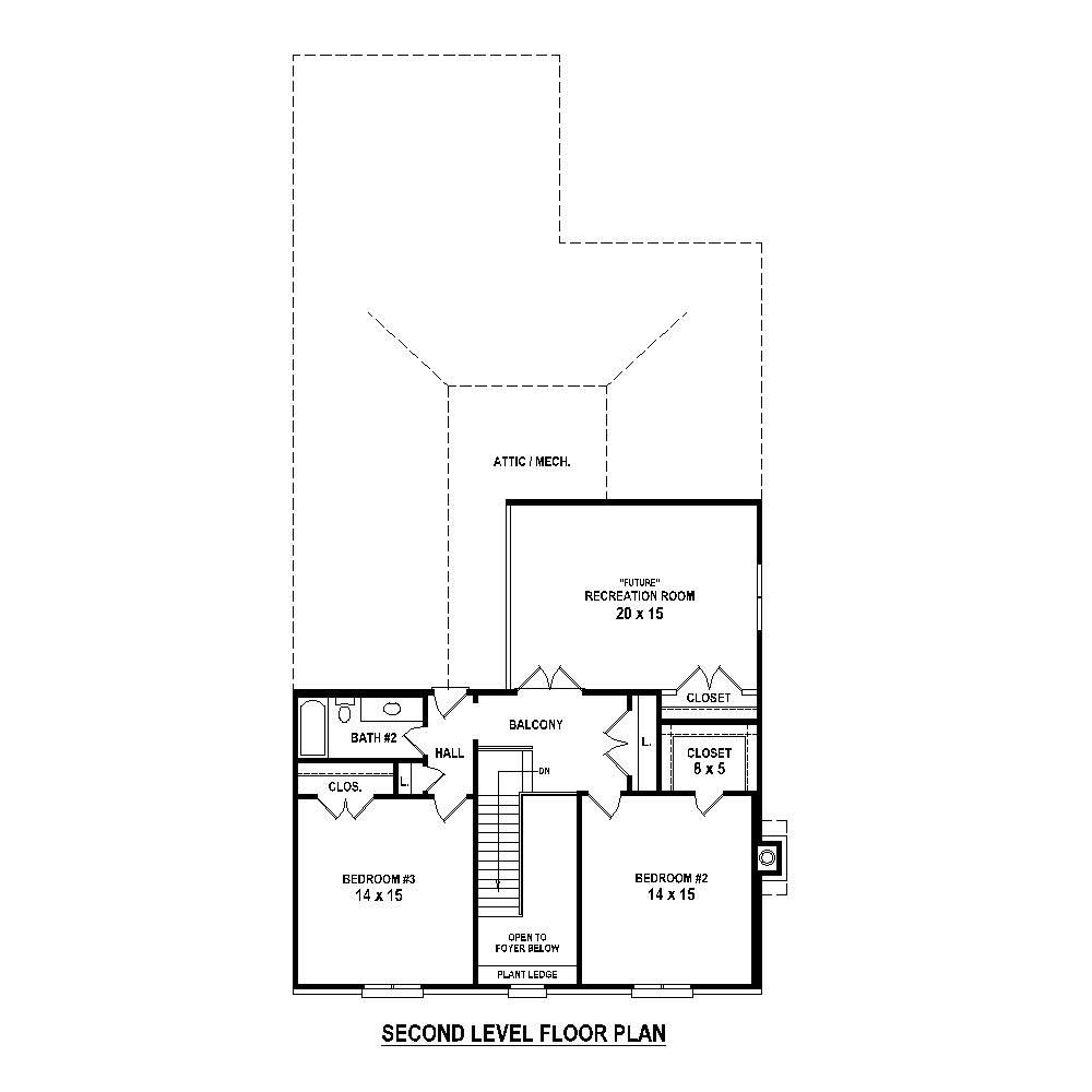 Floor Plan Second Story of French Plan #170-1447