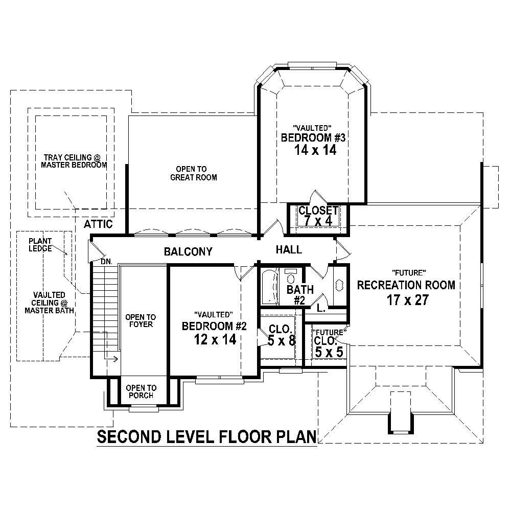 Floor Plan Second Story of Country Plan #170-1451