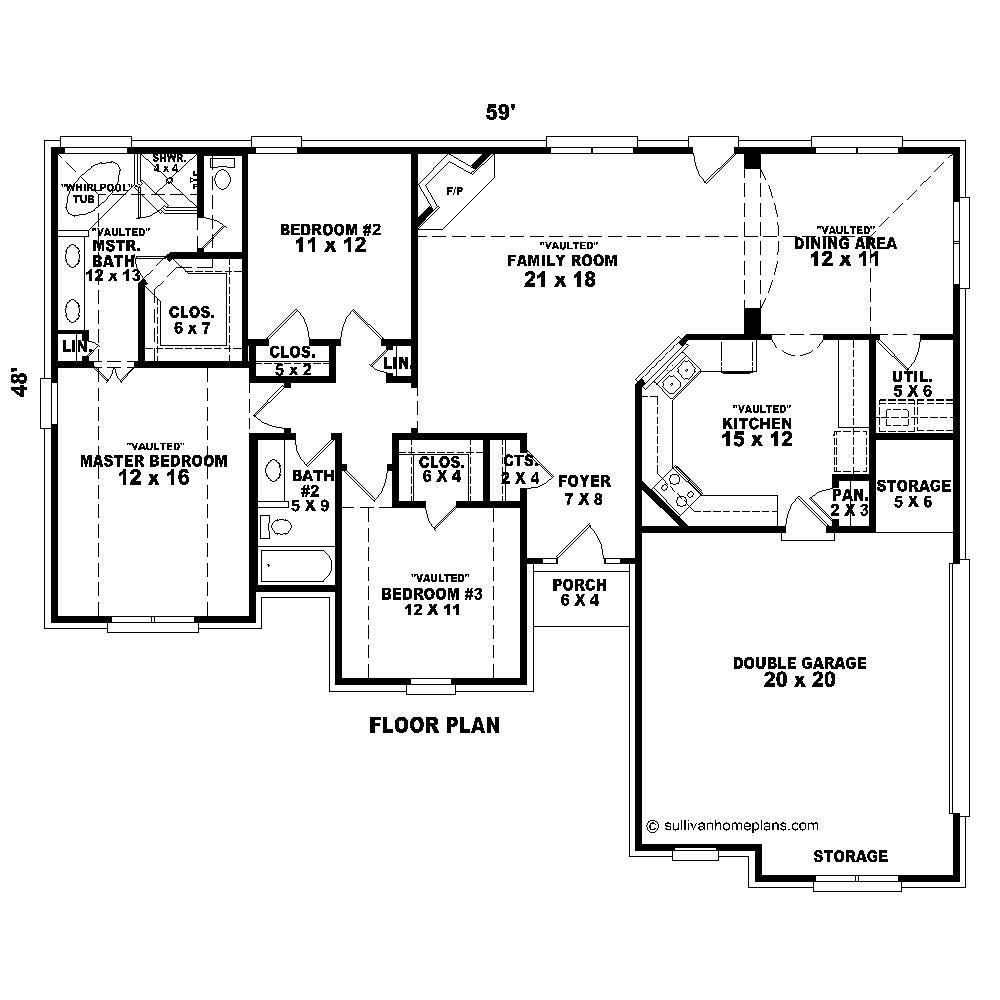 Floor Plan First Story of French Plan #170-1452