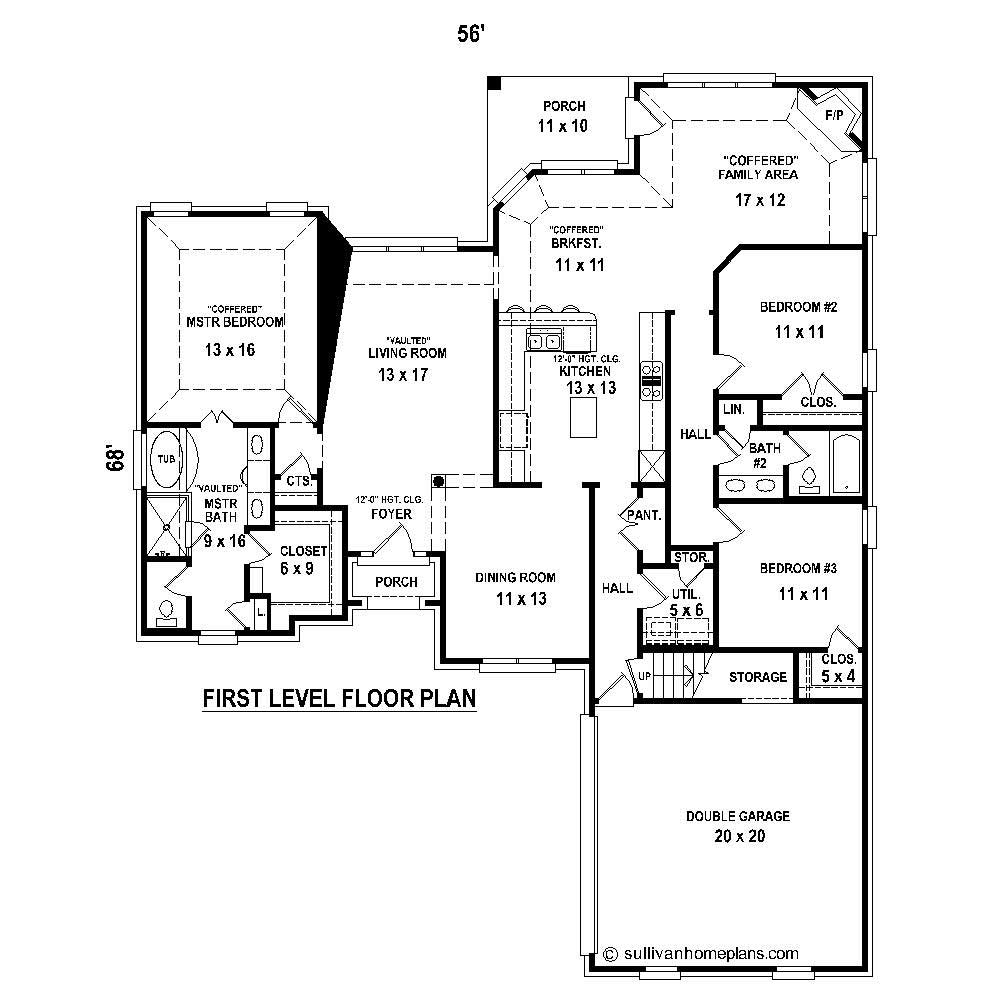 Floor Plan First Story of Cape Cod Plan #170-1455