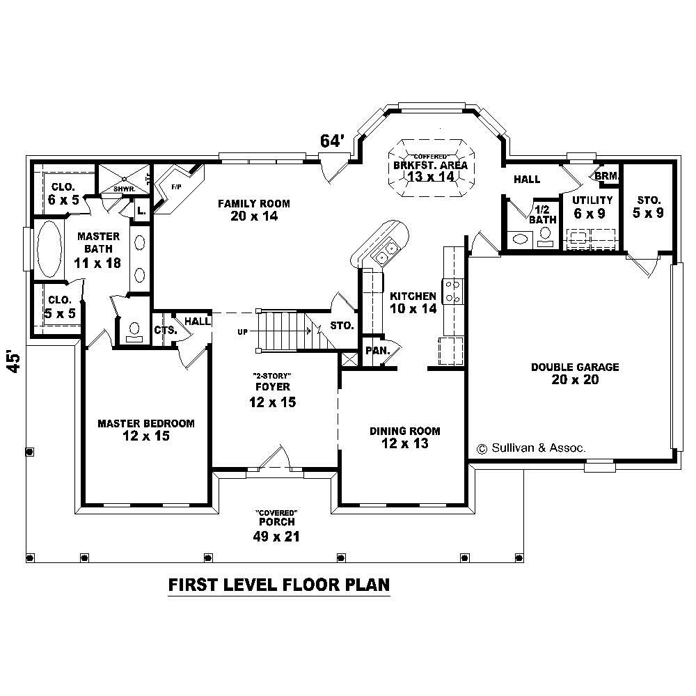 Floor Plan First Story of Southern Plan #170-1459