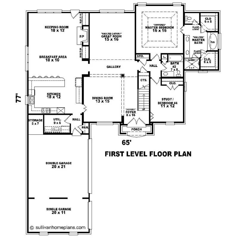 Floor Plan First Story of Southern Plan #170-1467