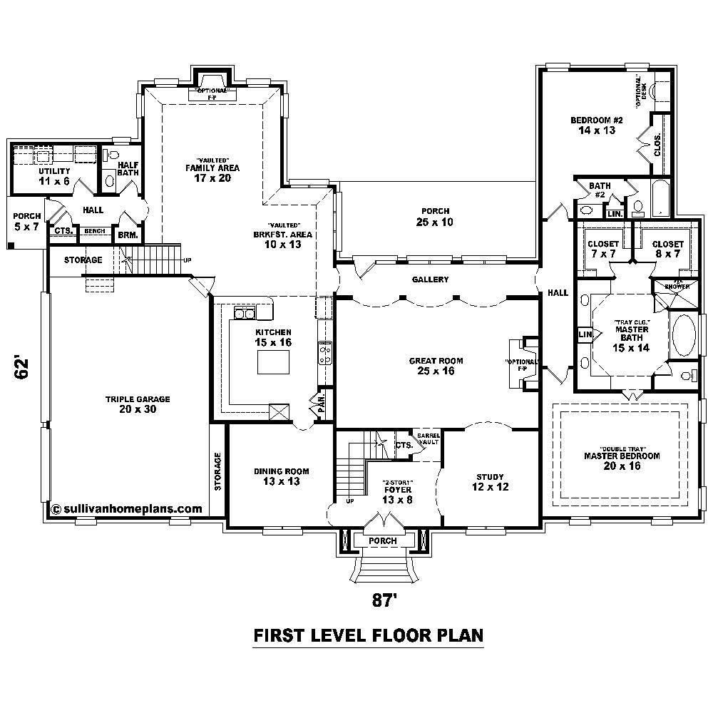 Floor Plan First Story of French Plan #170-1475