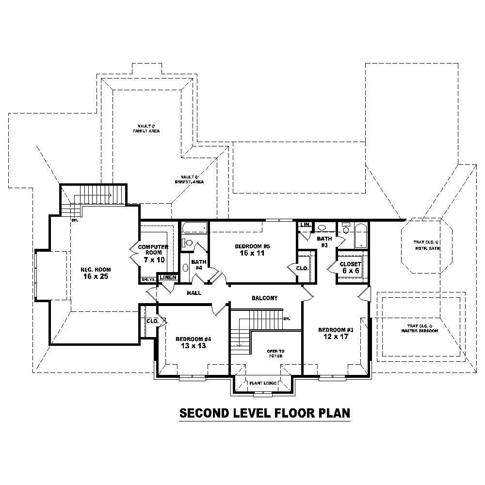 Floor Plan Second Story of French Plan #170-1475