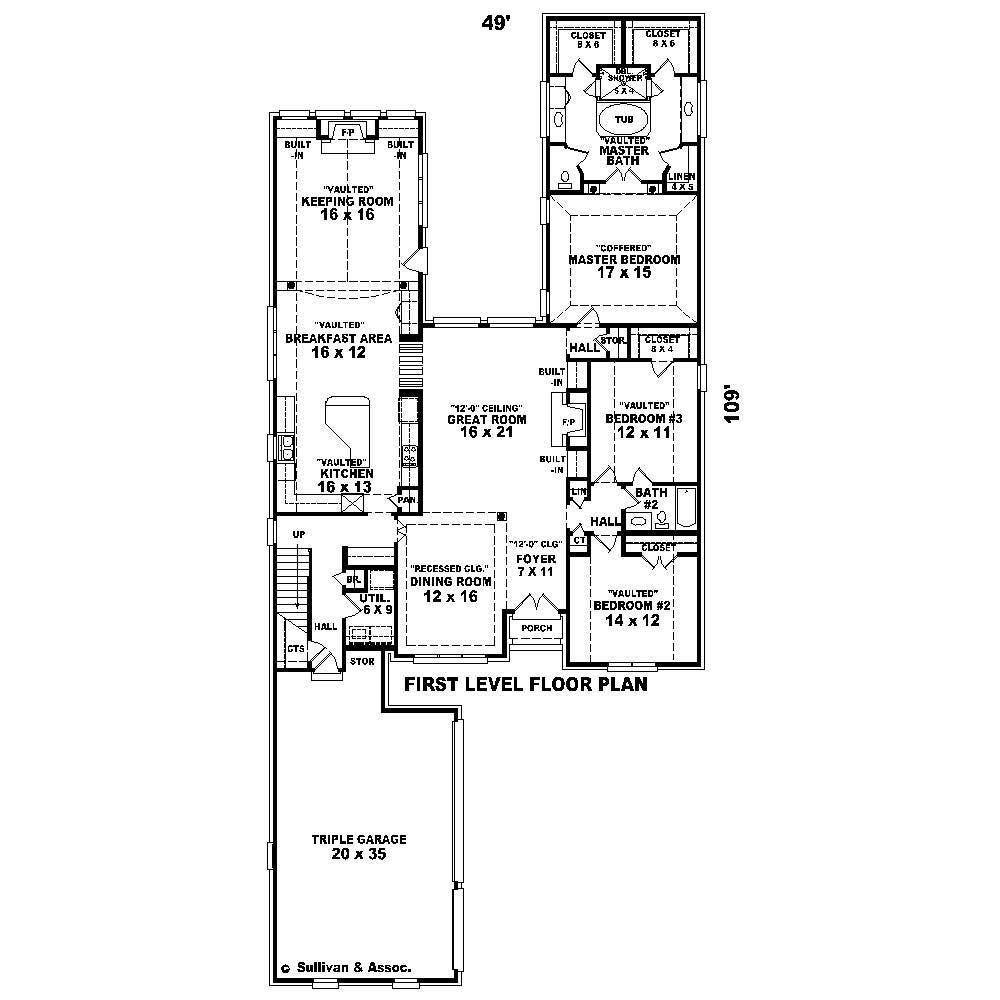 Floor Plan First Story of French Plan #170-1481