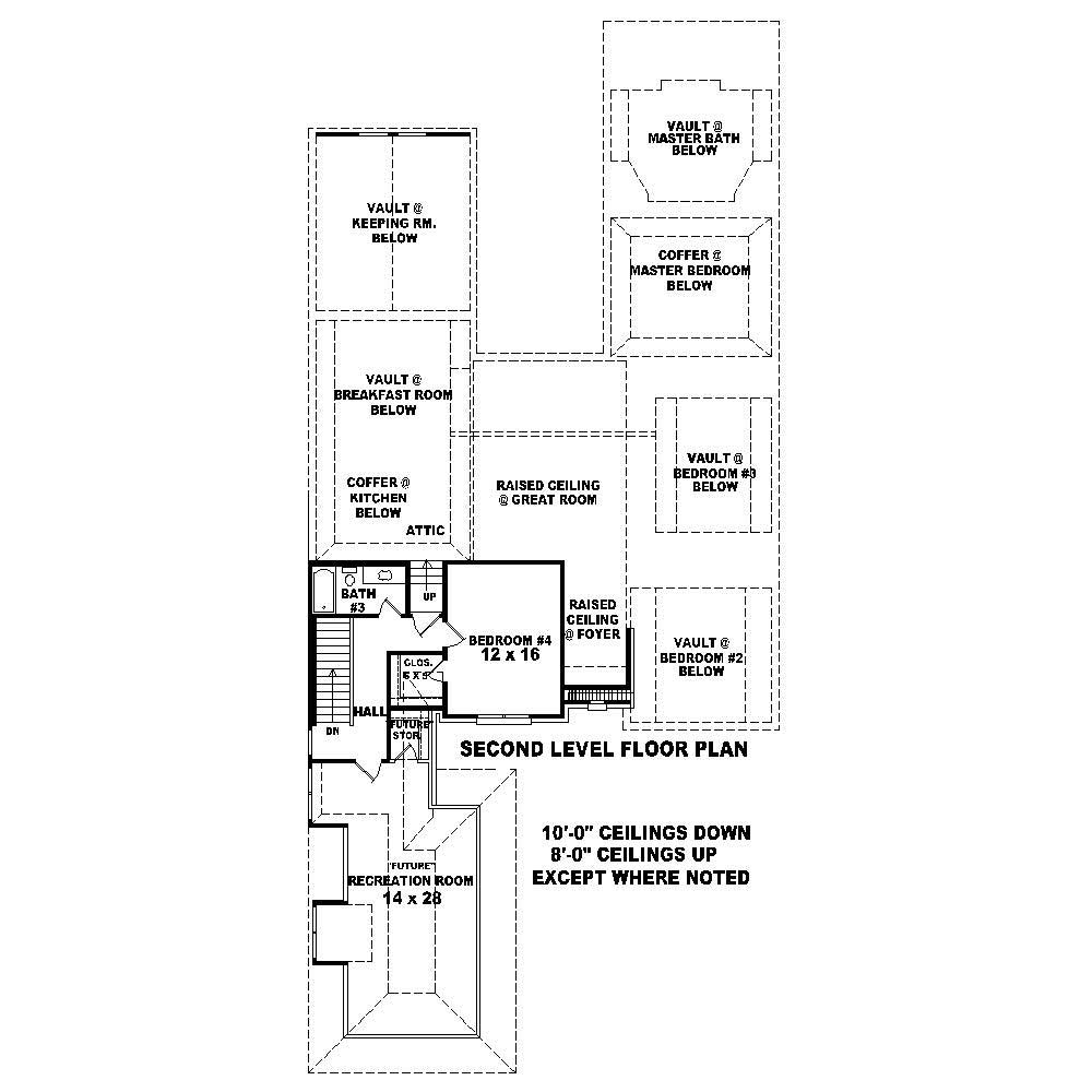Floor Plan Second Story of French Plan #170-1481
