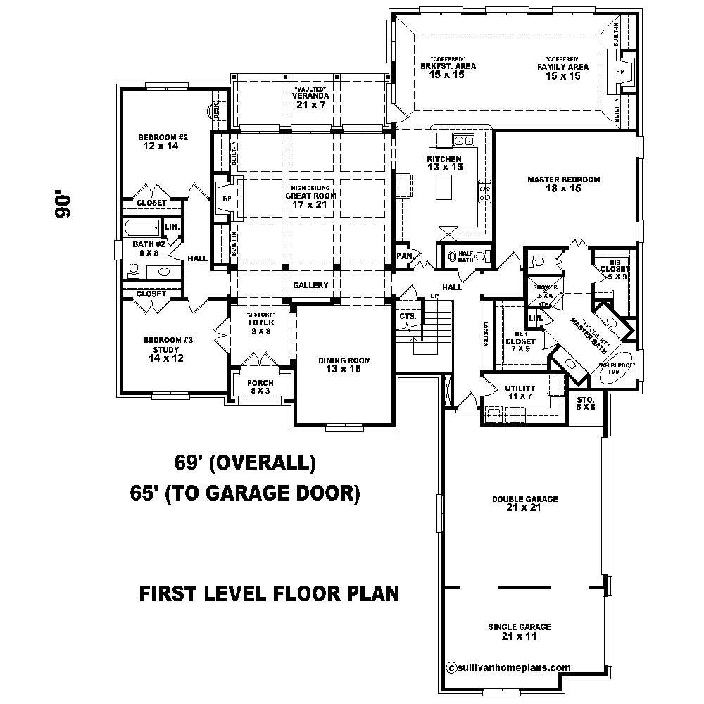 Floor Plan First Story of French Plan #170-1483