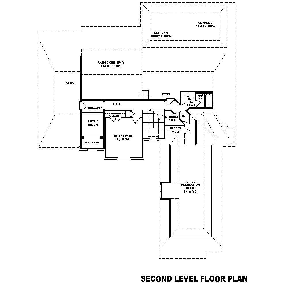 Floor Plan Second Story of French Plan #170-1483