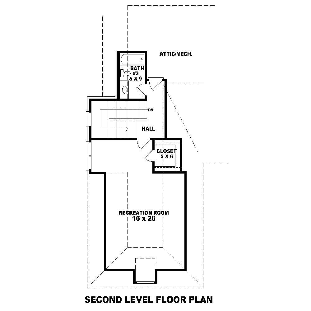 Floor Plan Second Story of French Plan #170-1484