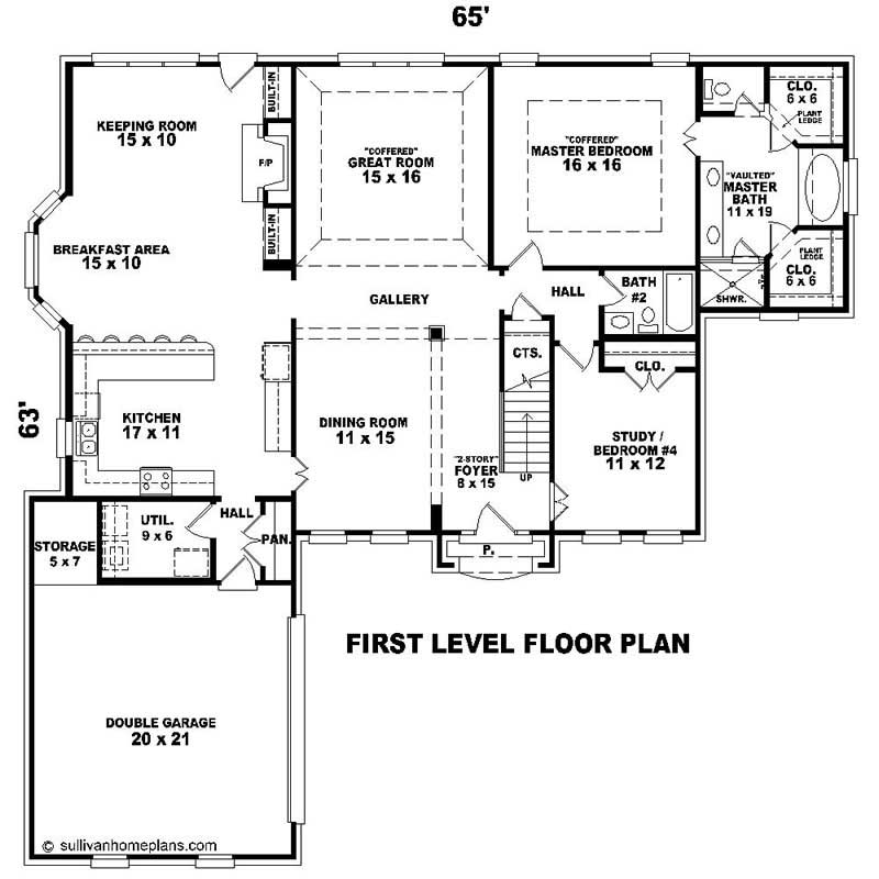 Floor Plan First Story of Southern Plan #170-1485