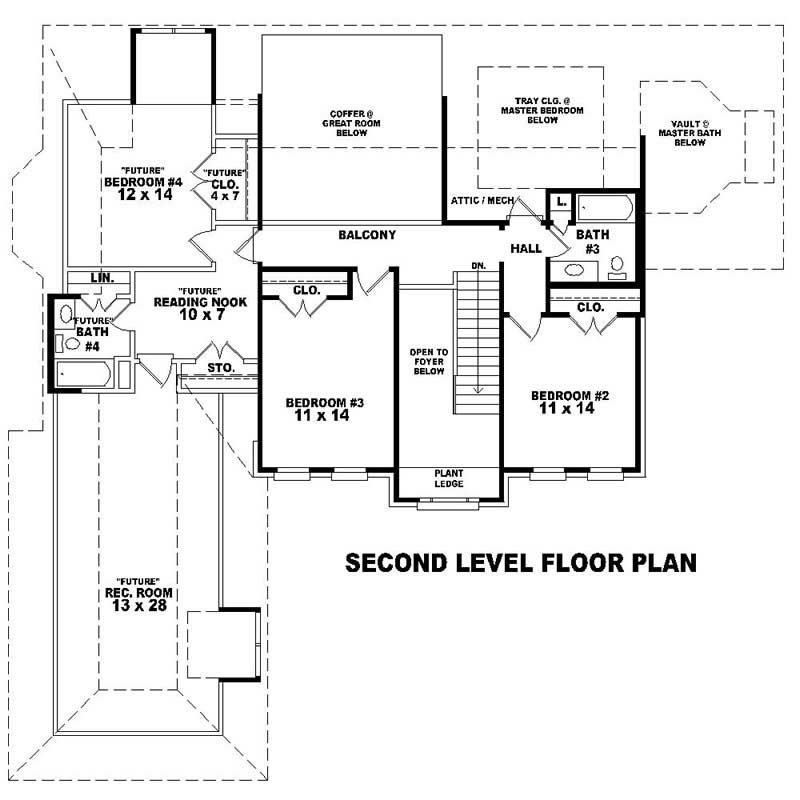 Floor Plan Second Story of Southern Plan #170-1485