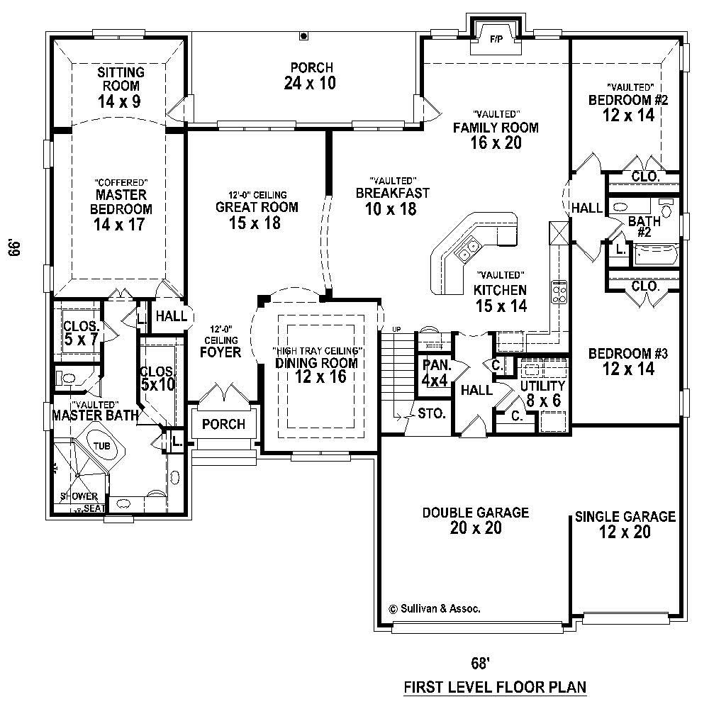 Floor Plan First Story of Country Plan #170-1486