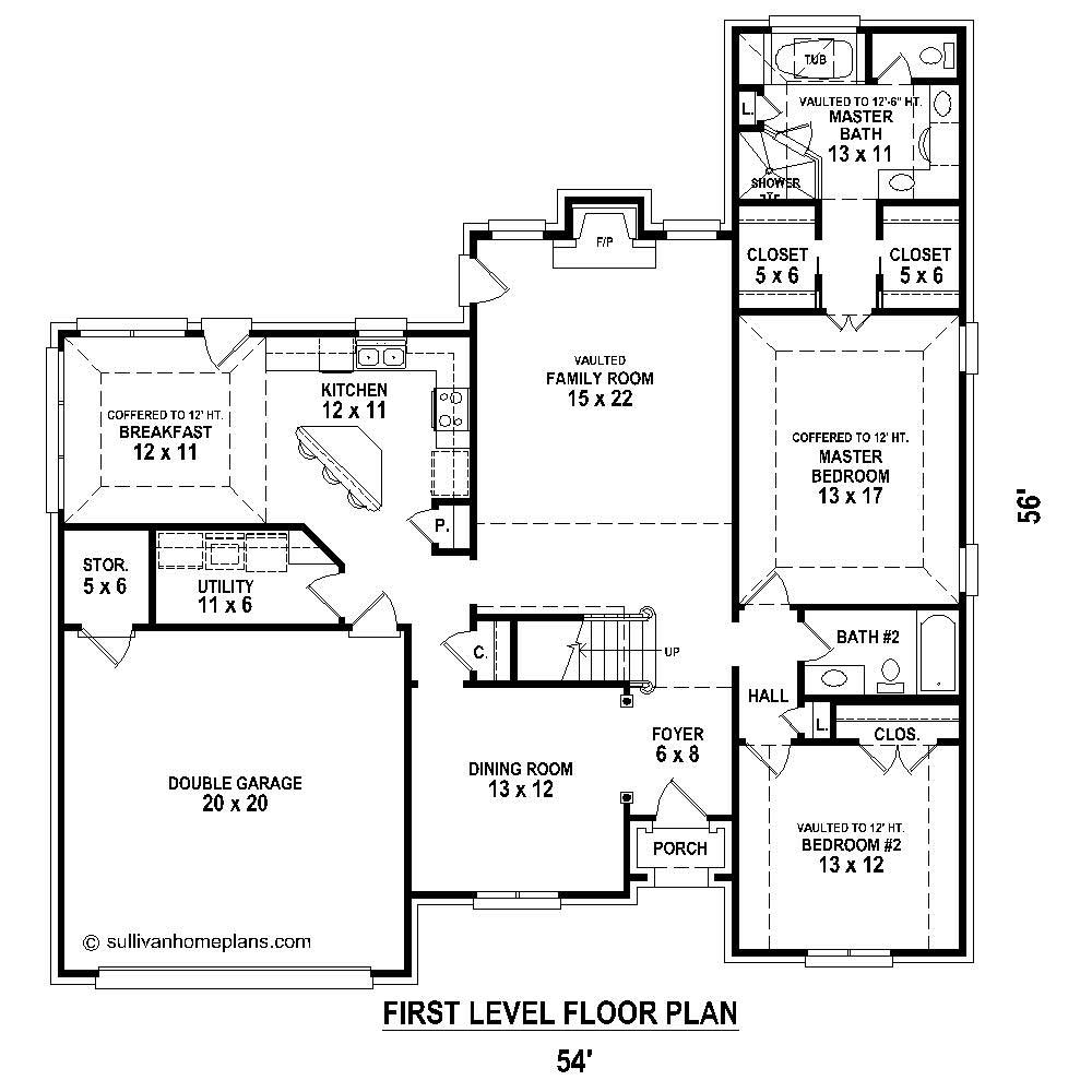 Floor Plan First Story of French Plan #170-1487