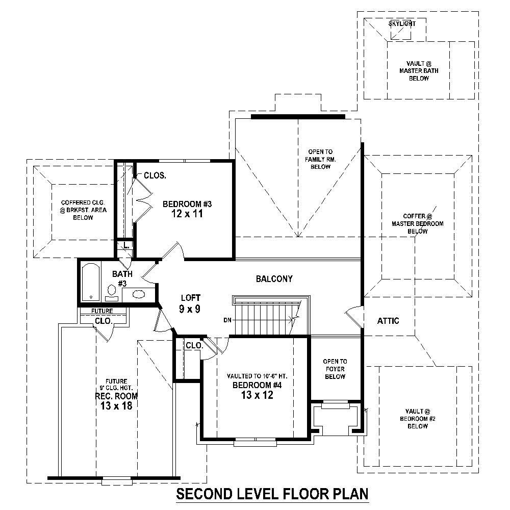 Floor Plan Second Story of French Plan #170-1487