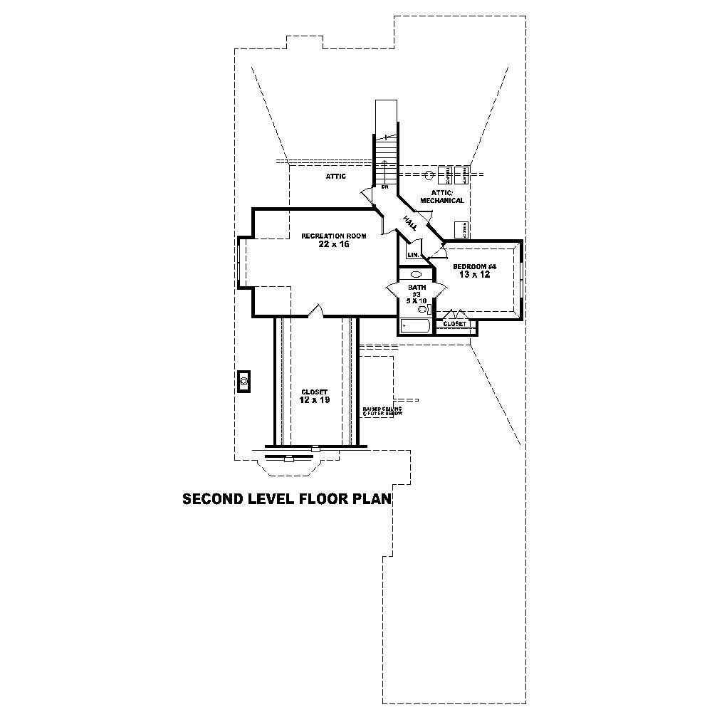Floor Plan Second Story of French Plan #170-1488