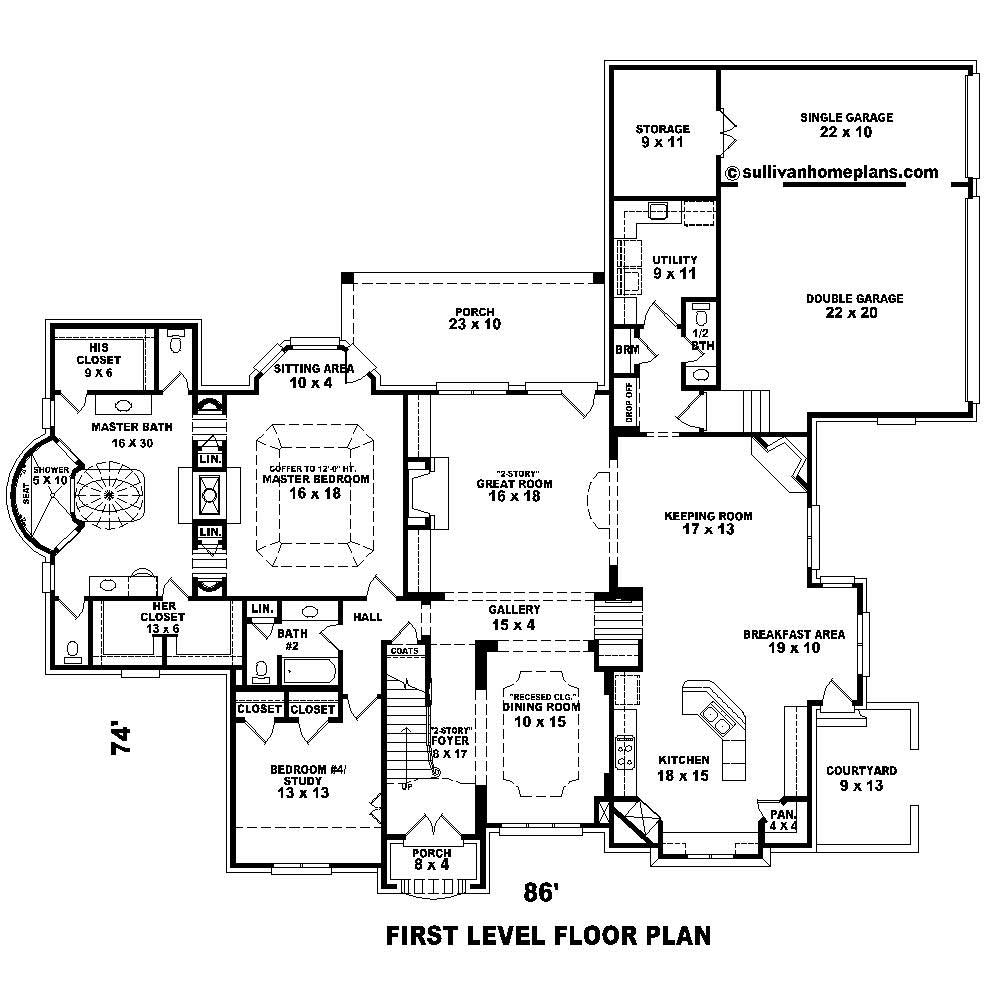Floor Plan First Story of Country Plan #170-1495