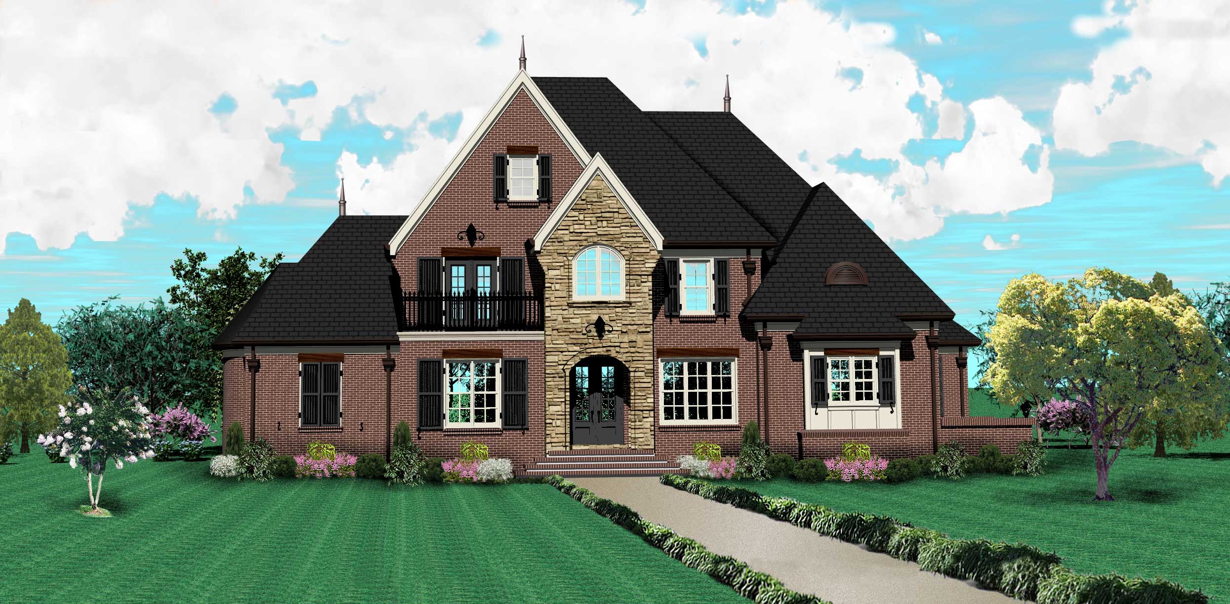 Front view of Country home (ThePlanCollection: House Plan #170-1495)