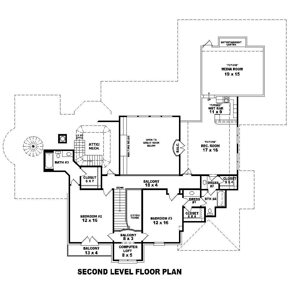 Floor Plan Second Story of Country Plan #170-1496