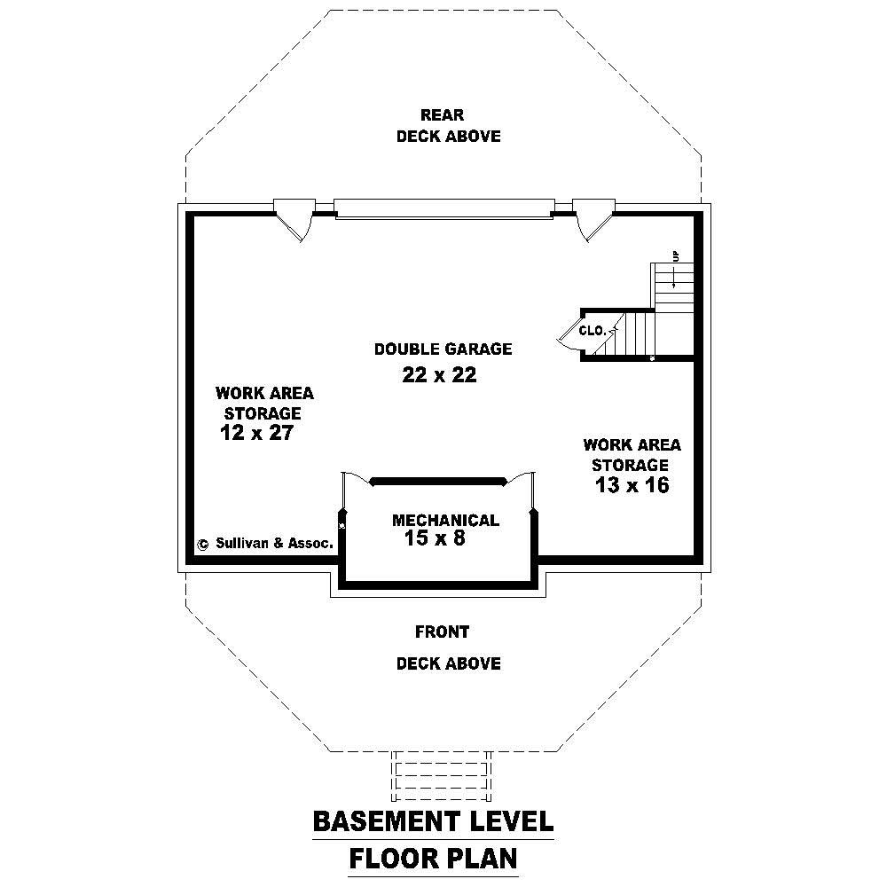Floor Plan Basement of Coastal Plan #170-1500