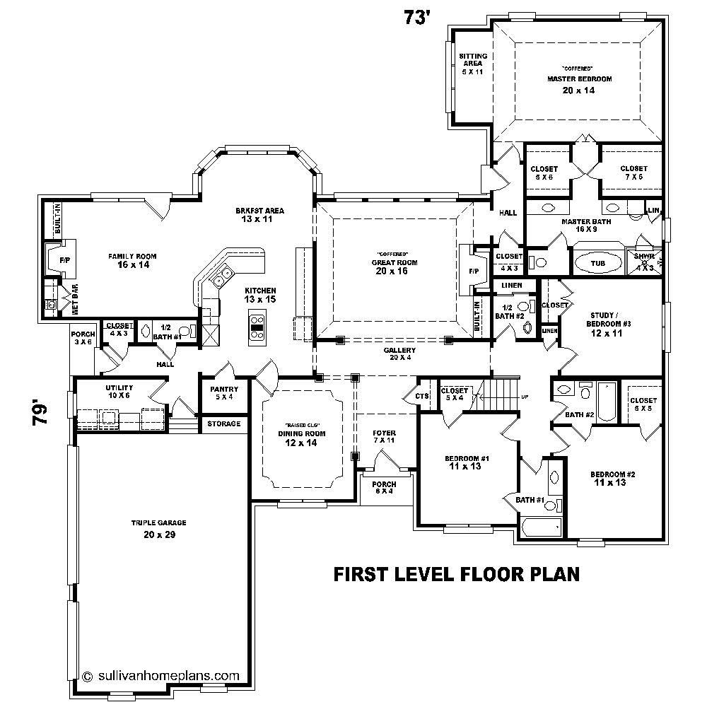Floor Plan First Story of Country Plan #170-1505