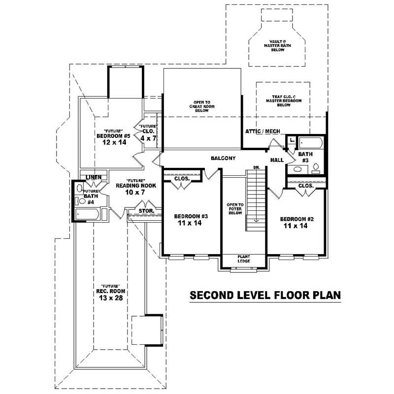 Floor Plan Second Story of Southern Plan #170-1506
