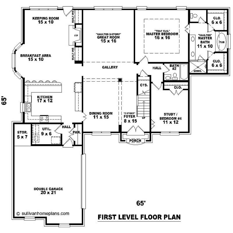 Floor Plan First Story of Southern Plan #170-1512