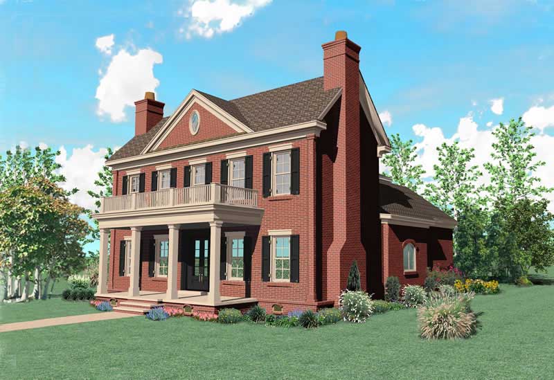 Front view of Colonial home (ThePlanCollection: House Plan #170-1513)